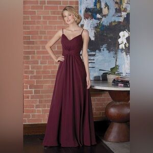 Mori Lee Deep Burgundy Maxi Dress